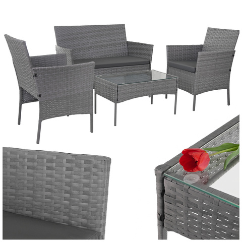 Gray rattan set za sjedenje